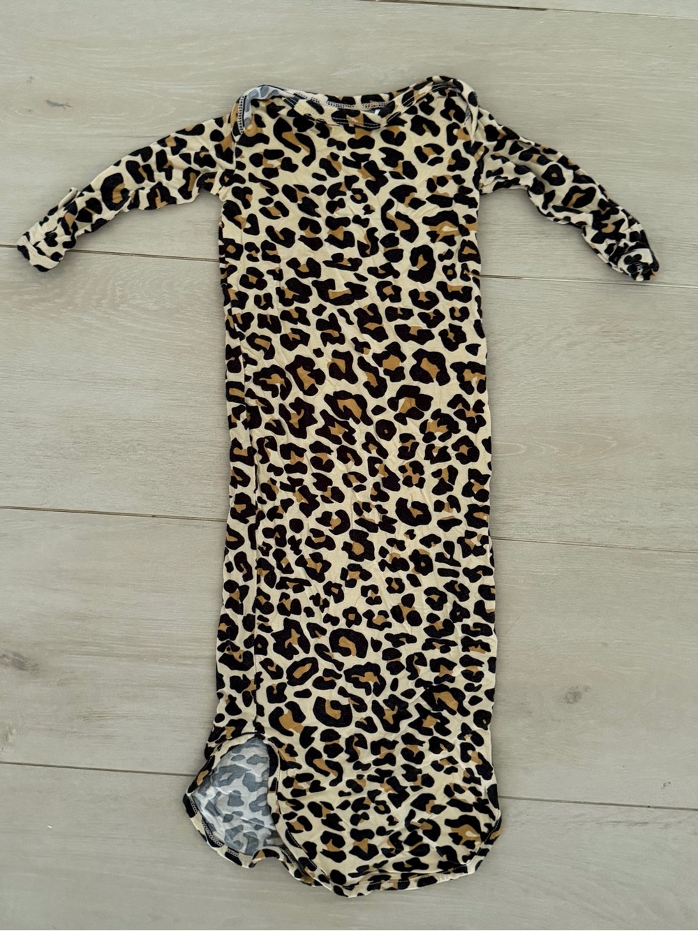 Posh Peanut Leopard Print Long Sleeve Dress - Beige/Black size 0-3 months